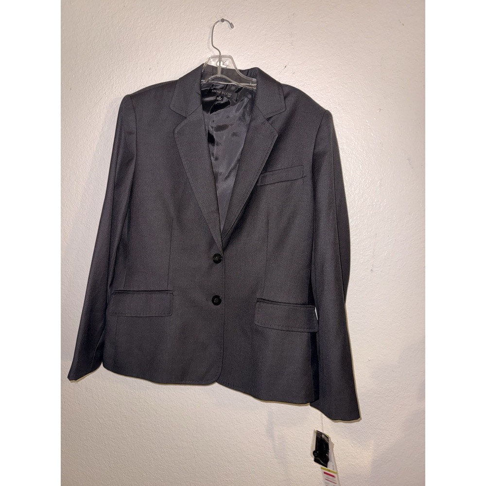 Anne Klein Women's Grey 2pc Pant Suit Blazer Strt  Leg Trousers Size 14 NWT $249
